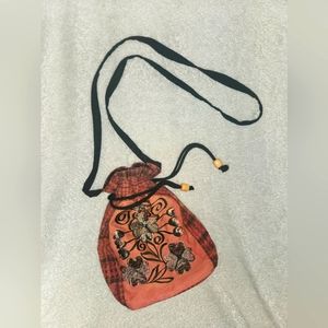 Boho Embroidered Drawstring Bag